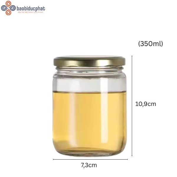 Hũ thủy tinh tròn đựng mật ong dung tích 350ml