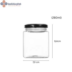 Hũ thủy tinh vuông 280ml