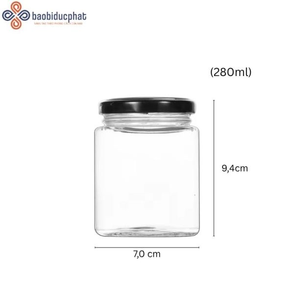 Hũ thủy tinh vuông 280ml