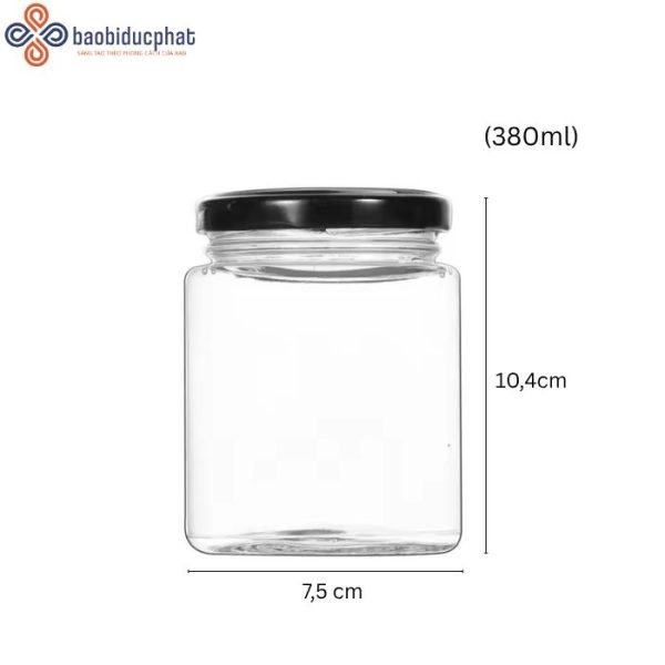 Hũ thủy tinh vuông 380ml