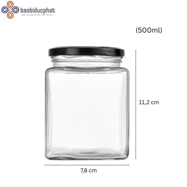 Hũ thủy tinh vuông 500ml