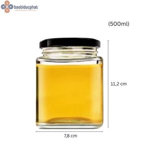 Hũ thủy tinh vuông 500ml đựng mật ong