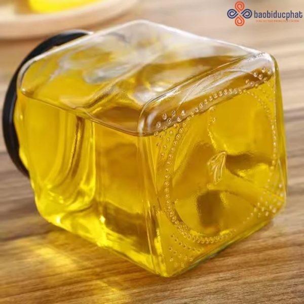 Hũ thủy tinh vuông 500ml đựng mật ong