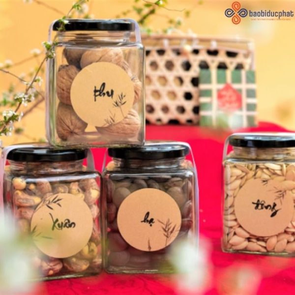Hũ thủy tinh vuông đựng bánh kẹo 280ml