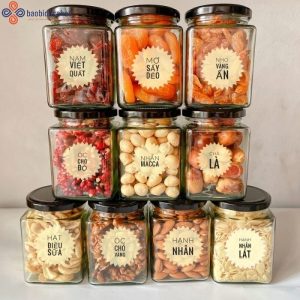 Hũ thủy tinh vuông đựng bánh kẹo 280ml