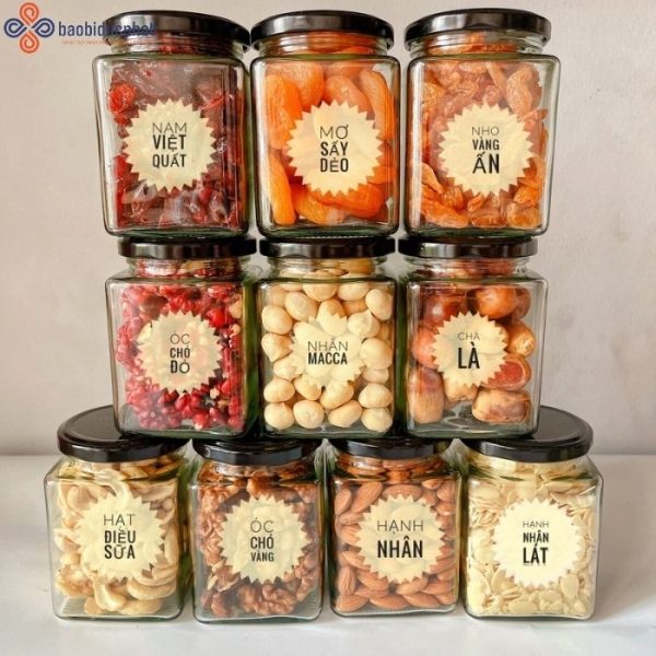 Hũ thủy tinh vuông đựng bánh kẹo 280ml