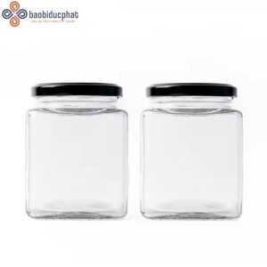 Hũ thủy tinh vuông đựng bánh kẹo 380ml