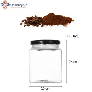 Hũ thủy tinh vuông 280ml đựng cà phê
