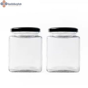 Hũ thủy tinh vuông 380ml đựng cà phê
