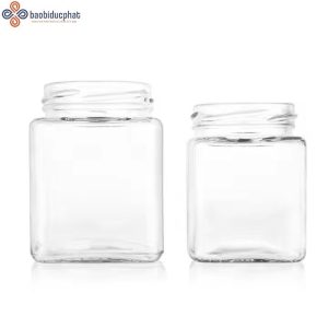 Hũ thủy tinh vuông 380ml đựng cà phê