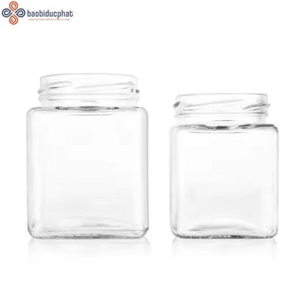 Hũ thủy tinh vuông 380ml đựng cà phê