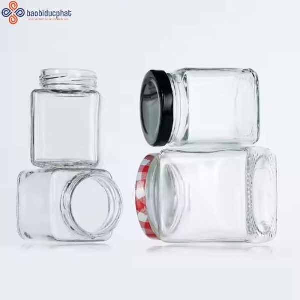 Hũ thủy tinh vuông đựng gia vị 280ml