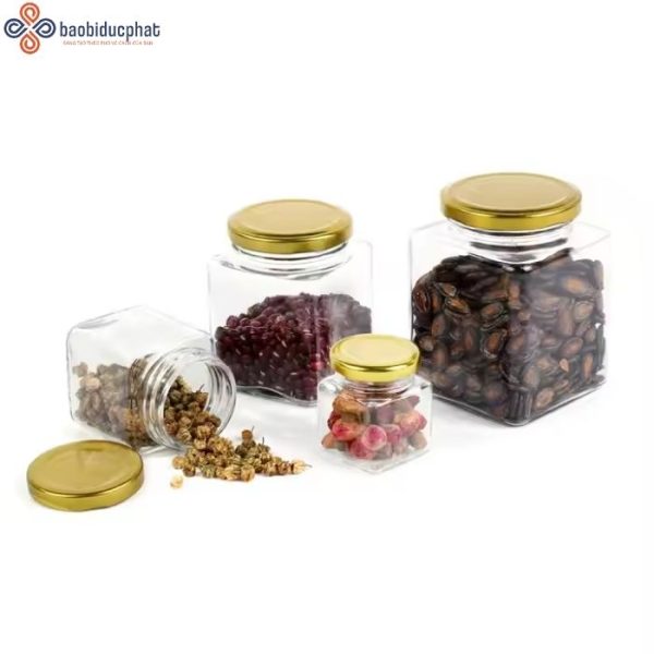 Hũ thủy tinh vuông đựng gia vị 500ml