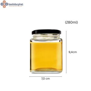 Hũ thủy tinh vuông đựng mật ong dung tích 280ml