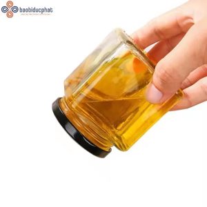 Hũ thủy tinh vuông đựng mật ong dung tích 280ml