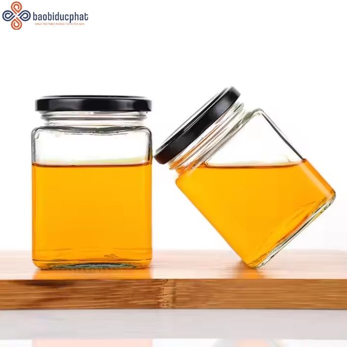 Hũ thủy tinh vuông đựng mật ong dung tích 280ml