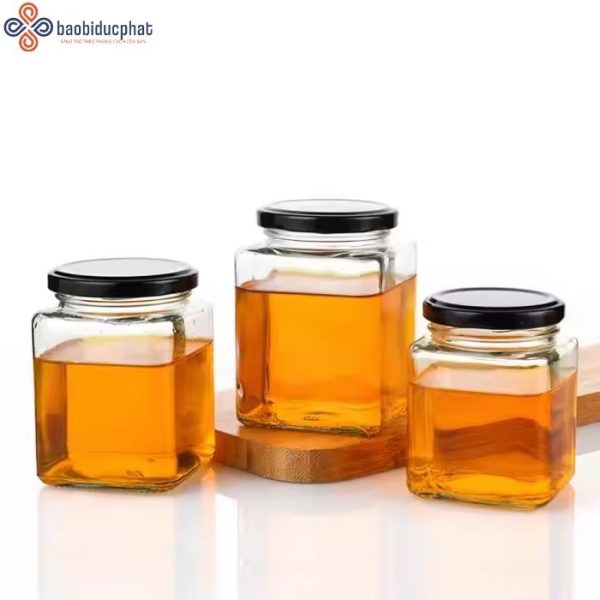 Hũ thủy tinh vuông đựng mật ong dung tích 280ml