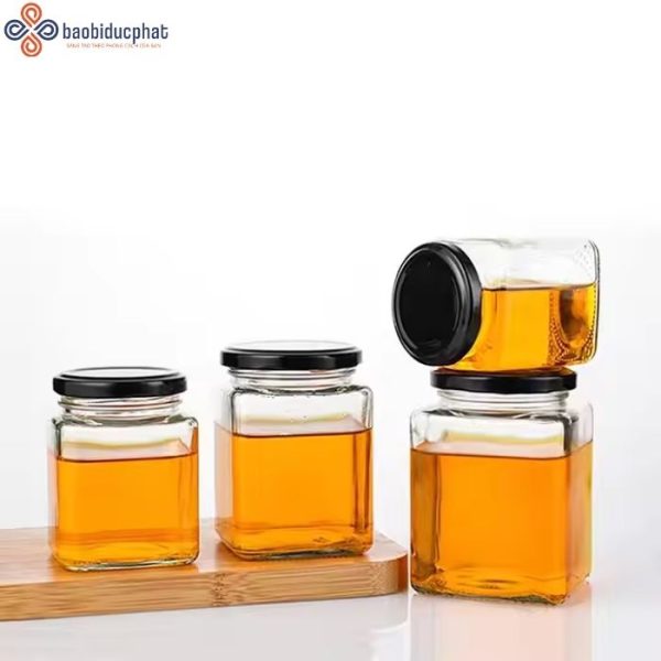 Hũ thủy tinh vuông đựng mật ong dung tích 280ml