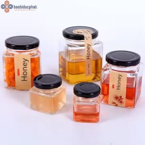 Hũ thủy tinh vuông đựng mật ong dung tích 280ml