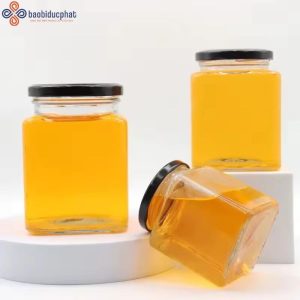 Hũ thủy tinh vuông đựng mật ong dung tích 380ml
