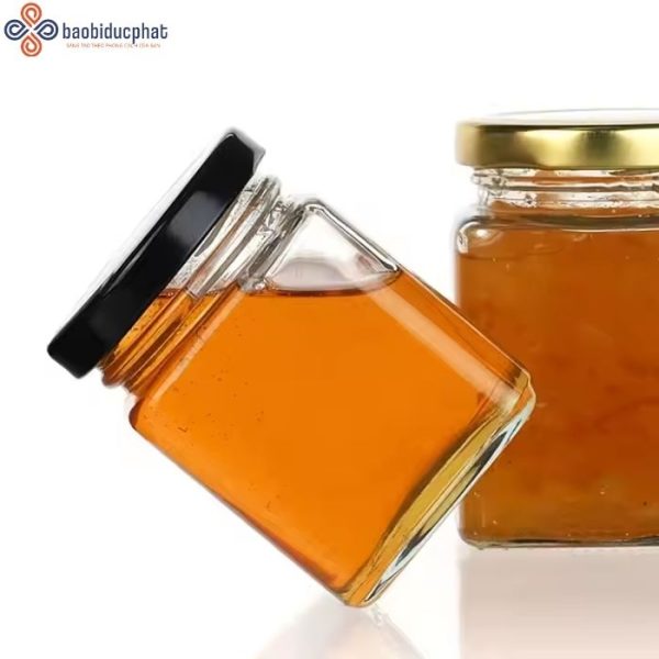 Hũ thủy tinh vuông đựng mật ong dung tích 380ml