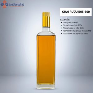 Chai rượu thủy tinh B05-500 dung tích 500ml
