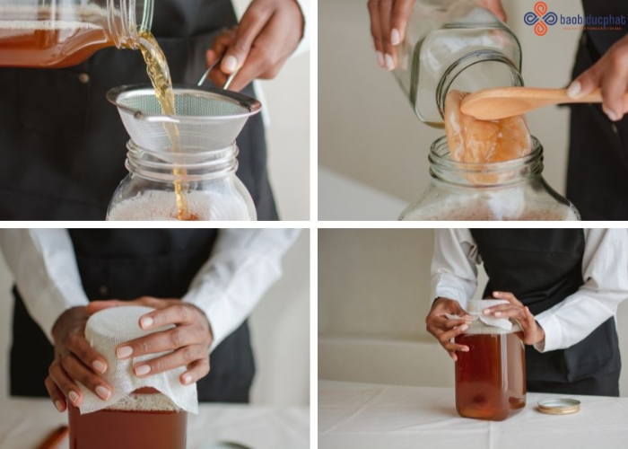 Mẹo ngâm trà kombucha bằng hũ thủy tinh lớn an toàn