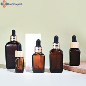 Chai thủy tinh dáng bầu màu nâu