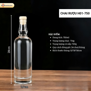 Chai thủy tinh đựng rượu H01-750 đặc biệt